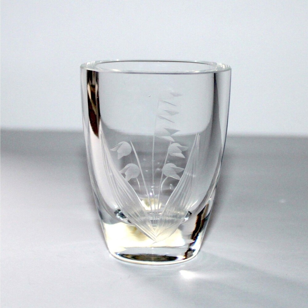 Vintage Small Vase Smalands Kunstglas Sweden Lily of the Valley Crystal floral